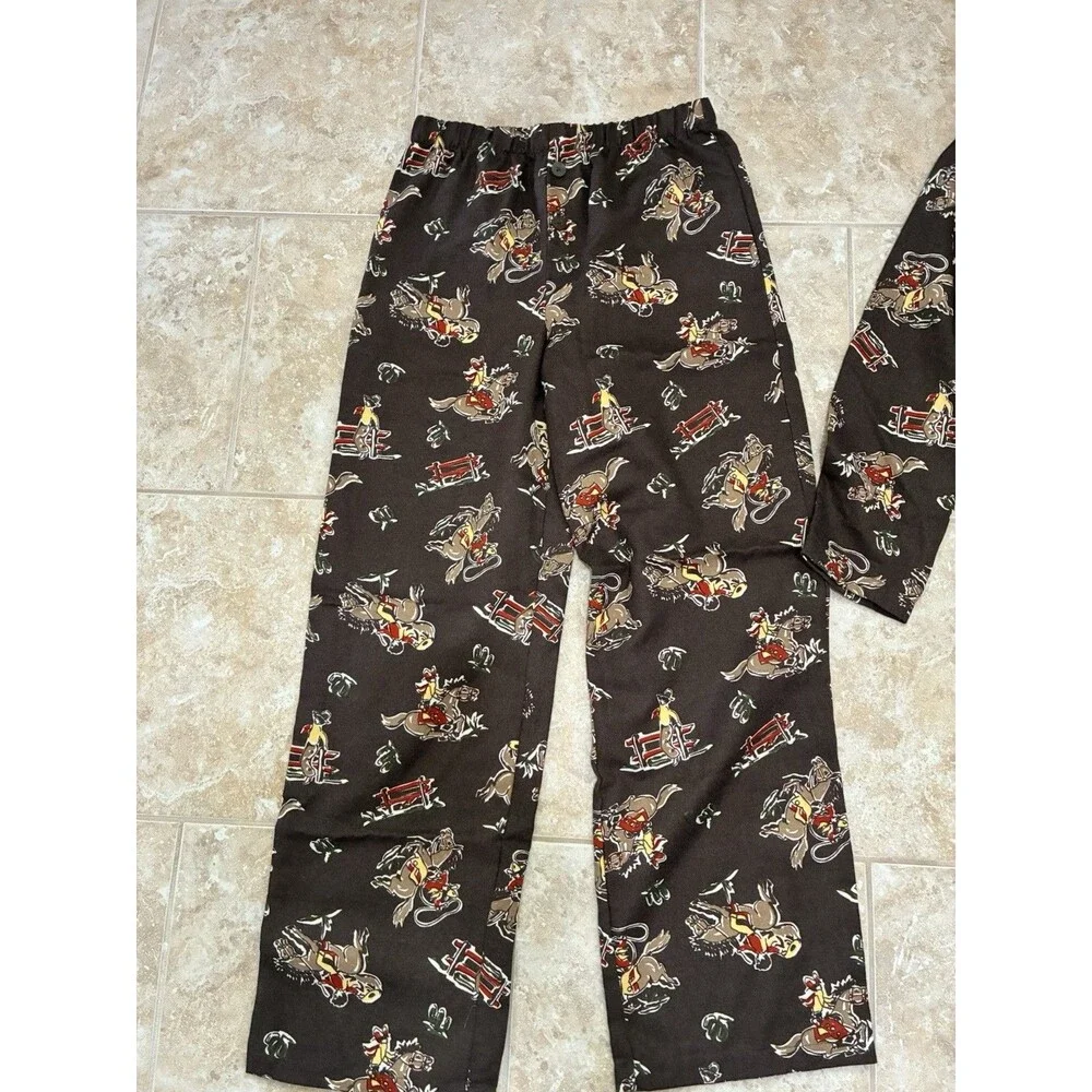 VTG Gymboree Cowboy Pajama 2 piece set size Large  Brown Horse Rodeo Western